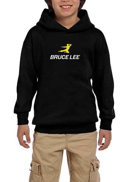 Bruce Lee Yellow Man Siyah Çocuk Kapşonlu Sweatshirt