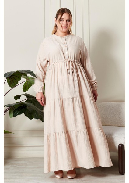 Kadın Büyük Beden Gofre Kumaş Elbise indirimleri