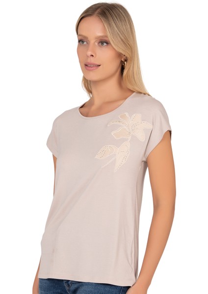 Özkan 27468 Kadın Premium Kumaş Önü Baskılı Likralı Örme Bluz modelleri