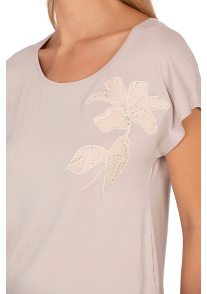 Özkan 27468 Kadın Premium Kumaş Önü Baskılı Likralı Örme Bluz indirimleri