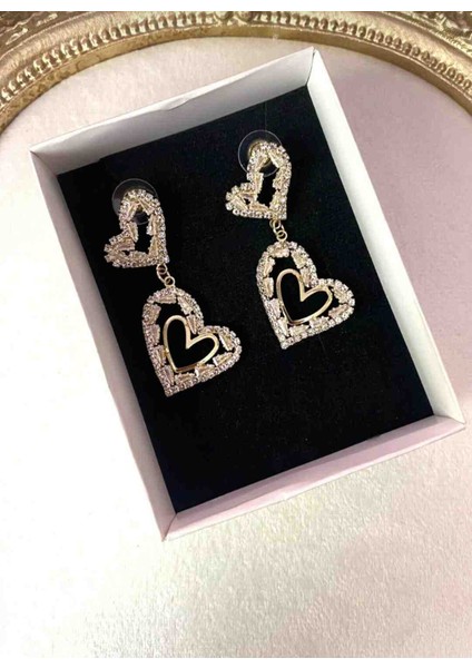 Sallantılı Zirkon Taşlı Kadın Küpe – Altın ve Gümüş Kaplama Abiye Küpe