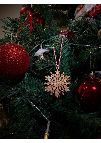 Yılbaşı Ağacı Parıltılı Kar Tanesi Süsü 10 Parça Set