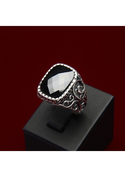 712 Siyah Zirkon Gümüş Yüzük modelleri