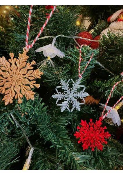 Yılbaşı Ağacı Parıltılı Kar Tanesi Süsü 10 Parça Set fırsatları