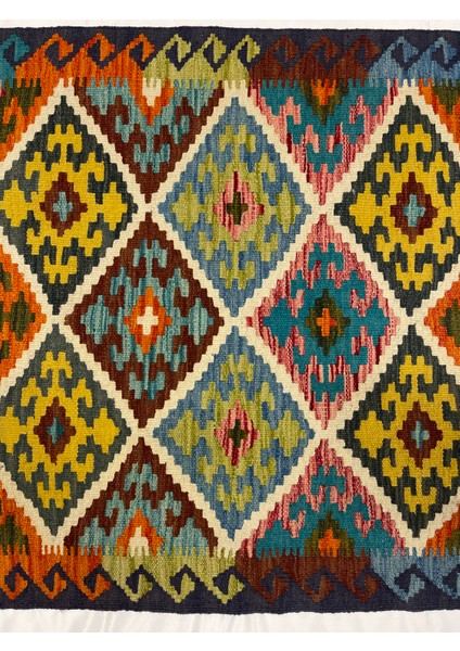 El Dokuma Afgan Kilim Yün Kök Boya