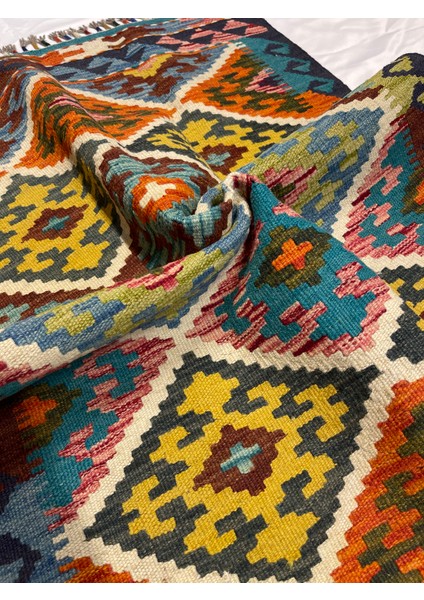 El Dokuma Afgan Kilim Yün Kök Boya