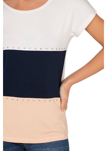 Özkan 25874 Kadın Vorteks Viskon Premium Kumaş Taş Detaylı Kısa Kollu Örme Bluz indirimleri