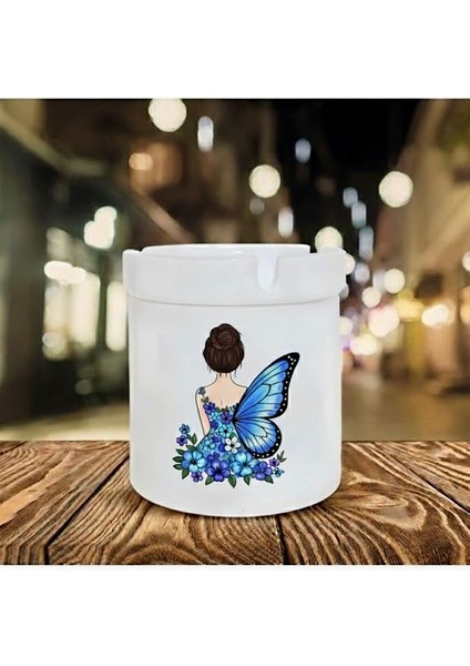 "mavili Kadın" Tasarımlı Kokusuz At Söndür Porselen Küllük