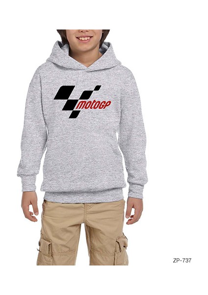 Motogp Logo Gri Çocuk Kapşonlu Sweatshirt