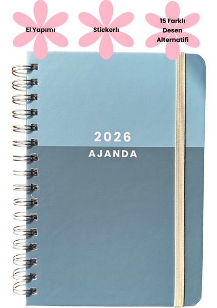 Isim Yazılabilir 2026 Haftalık Ajandası - El Yapımı, 2 Sayfa Stickerlı, Olive fırsatları