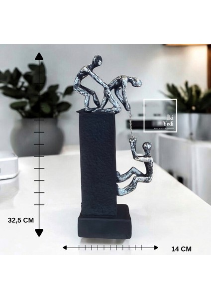 Birbirini Kurtaran Adamlar Heykeli, Anlamlı Dekoratif Obje Ofis Ev Aksesuarı, Ekip Çalışması Temalı