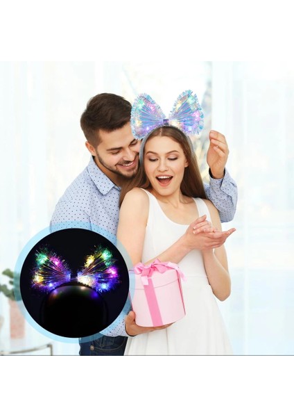 Bfs Işıltılı Fiber Fiyonk Gece Tacı Işıklı Ledli Eğlence Tacı 1 Adet 20X21 cm