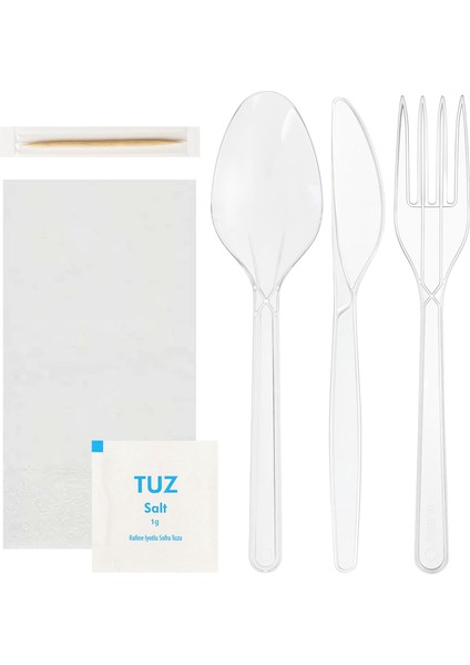 6lı Lüks Yemek Seti Şeffaf (Ymkset-05) - 50 Adet