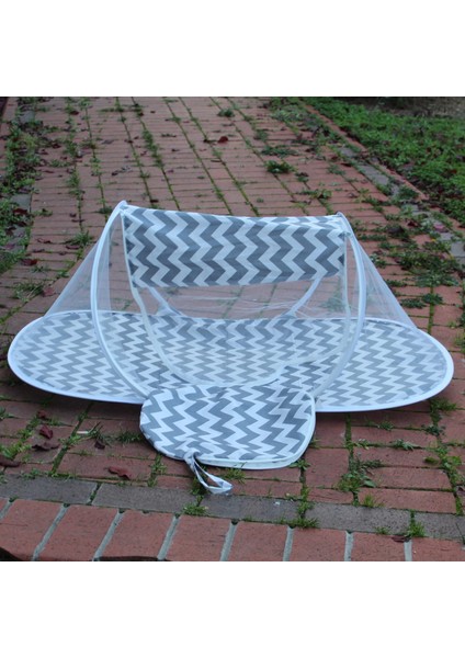 Çantalı Katlanabilir Bebek Cibinlik Gölgelik Çadırı 60X120 cm Gri Zigzag Desenli Sinek ve Haşere Koruma modelleri