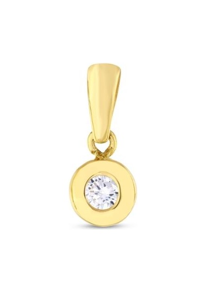 14 Ayar Tektaş Altın Kolye Ucu