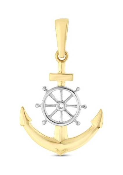 14 Ayar Çapa Dümen Figürlü Altın Kolye Ucu