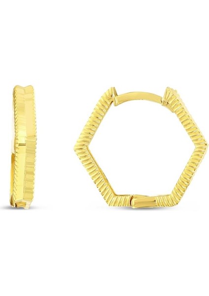 14 Ayar Flare Tasarım Halka Altın Küpe