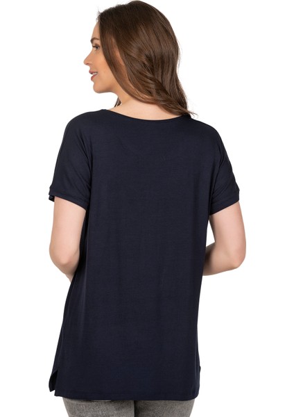 Özkan 26999 Kadın Premium Kumaş Önü Baskılı Likralı Yırtmaç Detaylı Örme Bluz fiyatları