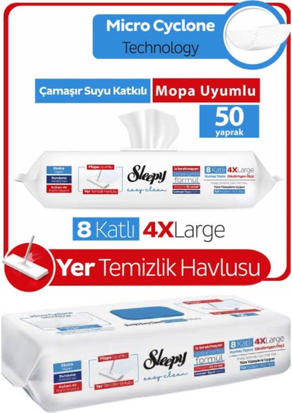 Easy Clean Yer Temizlik Havlusu 8 Katlı 4 Xlarge 50 Yaprak x 2 Paket