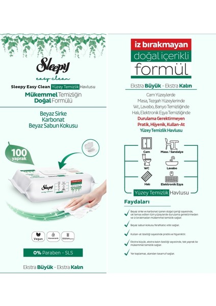 Easy Clean Yüzey Temizlik Havlusu 100 Yaprak Plastik Kapaklı (6 Lı Set) 600 Yaprak