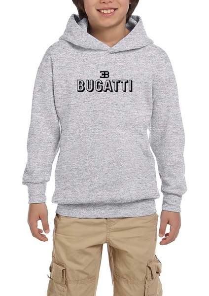 Bugati Text Gri Çocuk Kapşonlu Sweatshirt