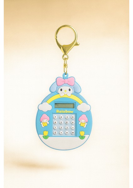 Red & Cheery Sevimli Mini Mavi Gökkuşağı Hesap Makineli Anahtarlık – Çanta Süsü – Seçenekli Modeller