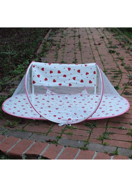 Çantalı Katlanabilir Bebek Cibinlik Gölgelik Çadırı 60X120 cm Kalp Desenli, Sinek ve Haşere Koruma indirimleri