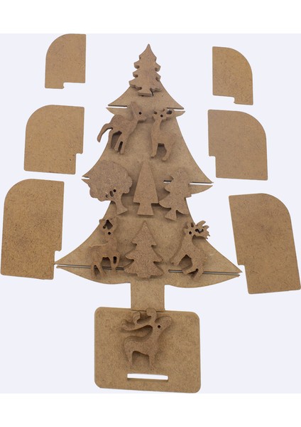 YS53 Boyanabilir Çocuk Okul Öncesi 3 Katlı Yılbaşı Ağacı Ahşap Masaüstü Yılbaşı Dekoru ve Boyama Süsü indirimleri