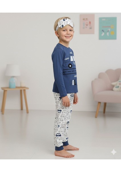 Erkek Çocuk Pijama Takımı Rahat Pijama Uyku Göz Bandı Hediyeli Çocuk Uyku Giyim fiyatları