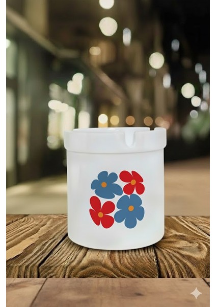 "güzel Çiçekler" Tasarımlı Kokusuz At Söndür Porselen Küllük