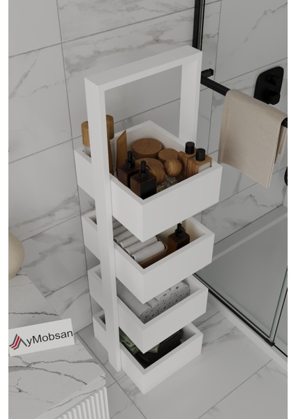Multi Çok Amaçlı Banyo Rafı, Mutfak Rafı, Sepetli Çok Amaçlı Raf, 4 Raflı 120 cm modelleri