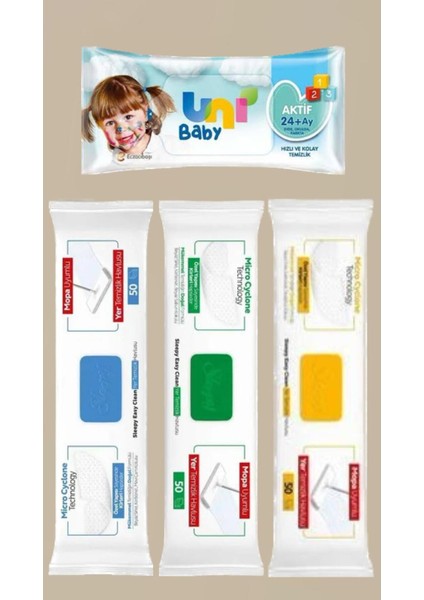 Easy Clean Yer Mop Beyaz Sabun Çamaşır Suyu Arap Sabunu Katkılı 3X50 (150 Yaprak)