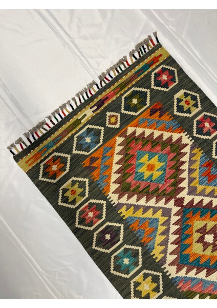 El Dokuma Afgan Kilim Yün Kök Boya