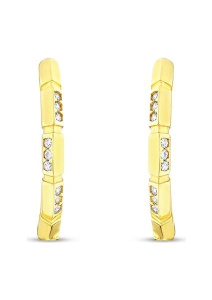 14 Ayar Taşlı Tasarım Latte Halka Altın Küpe fiyatları