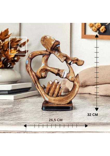 Pello Soyut Aşk Biblosu Iki Sevgili Baş Figürü Heykeli Ev Ofis Dekoratif Obje Hediyelik Sanat Eseri