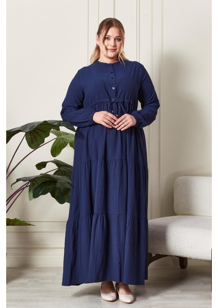 Kadın Büyük Beden Gofre Kumaş Elbise indirimleri