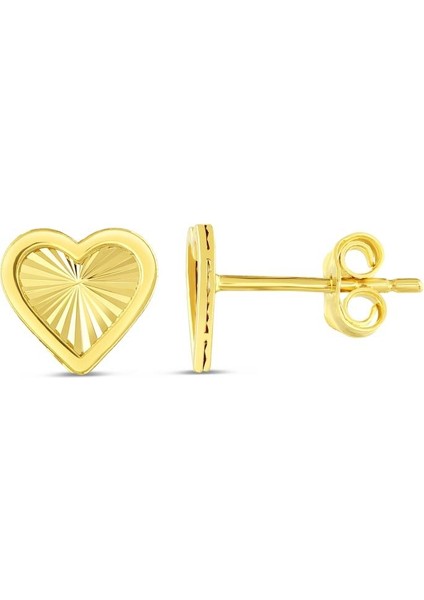 14 Ayar Işıltılı Tasarım Kalp Altın Küpe fiyatları