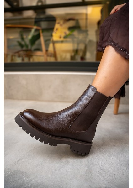 Audrey Acı Kahve Lastikli Hakiki Deri Bot - Acı Kahve modelleri