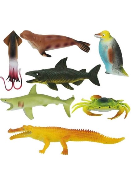 Bfs Nessiworld 1000713 Okyanus Hayvanları Poşetli 7'li Hayvan Oyun Seti -Sunman