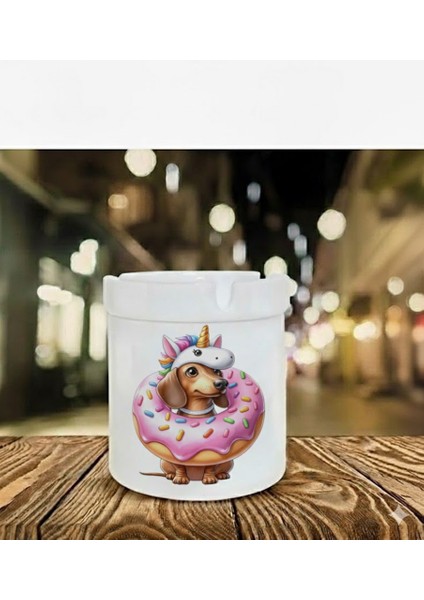 "donutlu Köpekcik" Tasarımlı Kokusuz At Söndür Porselen Küllük