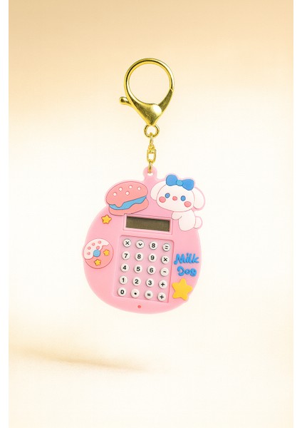 Red & Cheery Sevimli Mini Pembe Köpekçik Hesap Makineli Anahtarlık – Çanta Süsü – Seçenekli Modeller