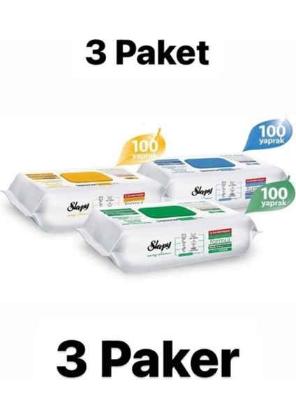 Easy Clean Beyaz Sabun Katkılı+Çamaşır Suyu Katkılı+Arap Sabunu Katkılı 3X100 (300 Yaprak)