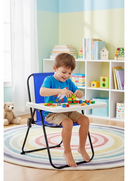 2–6 Yaş, Oyun Aktivite Masası, Çocuk Sandalyesi ve Masası Tak-Çıkar Masa-Mavi