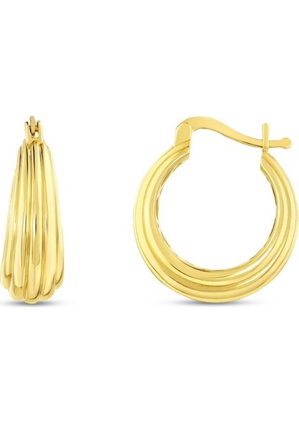 14 Ayar Majestic Tasarım Halka Altın Küpe