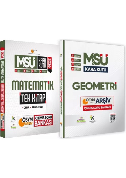 2026 Msü Kara Kutu Tek Kitap Matematik ve Geometri Ösym Çıkmış Soru Bankası 2li Set Konu Özetli