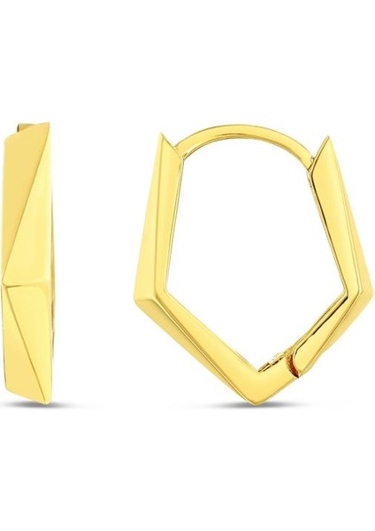 14 Ayar Surface Tasarım Halka Altın Küpe