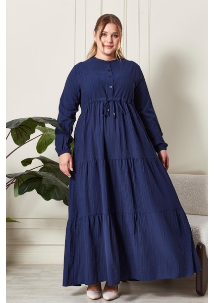 Kadın Büyük Beden Gofre Kumaş Elbise fırsatları