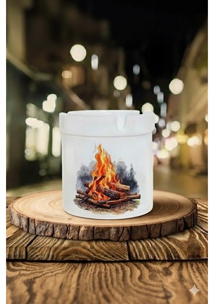 "kamp Ateşi" Tasarımlı Kokusuz At Söndür Porselen Küllük