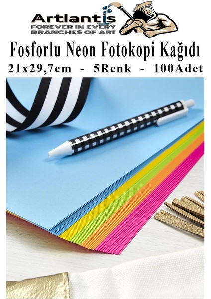 Fosforlu Neon Renkli A4 Fotokopi Kağıdı 100 Adet 1 Paket 21X29.7 cm Fosforlu 5 Renk Parlak Canlı Renkler Neon Fotokopi fiyatları