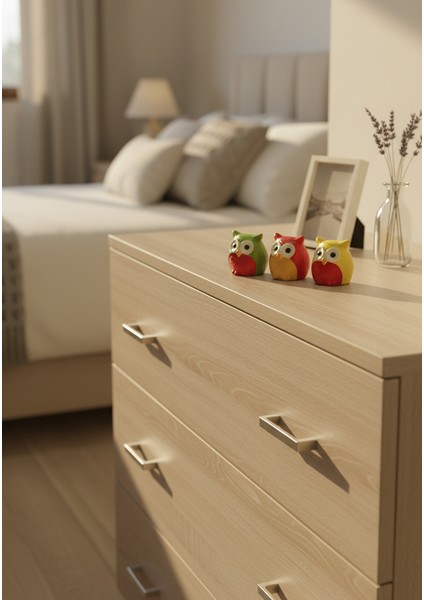 Üç Bilge Baykuş Seti-Renkli Dostlar Baykuş Seti-3’lü Dekoratif Mini Set- Sarı -Kırmızı -Yeşil 4*4